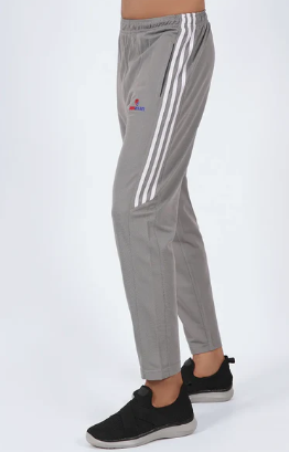 white & grey half stripe trousers