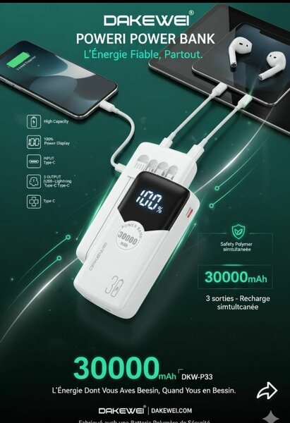 DAKEWEI Power Bank 30000mAh