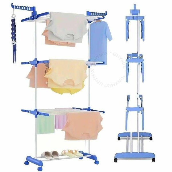 Étendoir à linge pliable sur roulettes