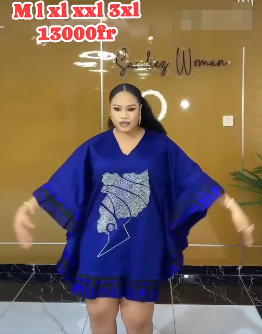 robe ample imprimée-bleu