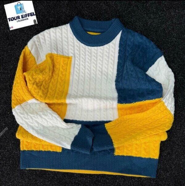Pull tricolore en laine pour homme