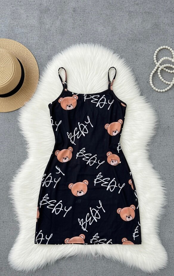 Robe à bretelles imprimée ours