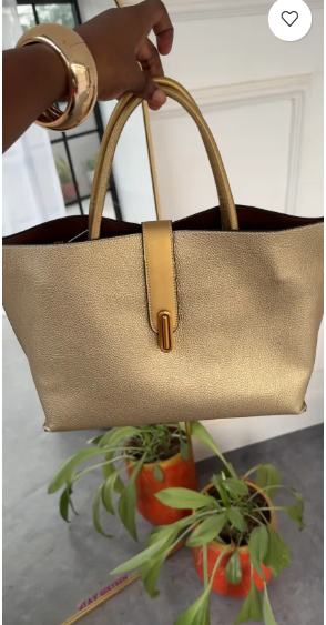 Reese gold leather tote bag