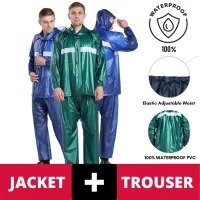PVC RUBBER COATED RAIN COAT SUIT ORIGINAL KOREAN ( 912 ) GREEN / BLUE COLOUR WATERPROOF RAINSUIT (MEN&WOMEN)