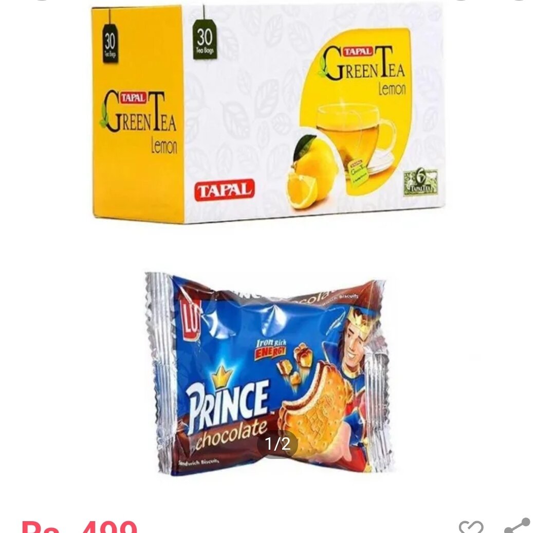 Prince Biscuit + Green Tea Bags Lemon