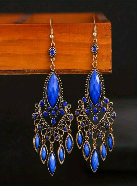 Boucles d'oreilles pendantes bleues