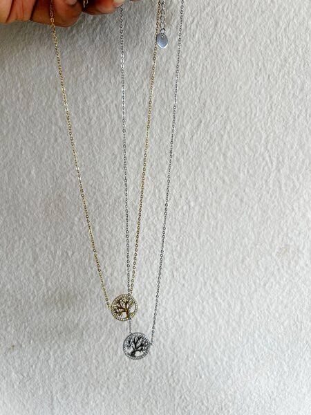Collier Arbre de Vie Doré et Argenté