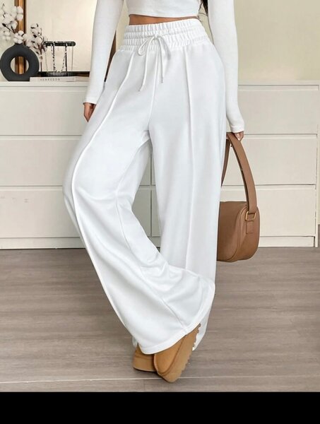 Pantalon large blanc confortable