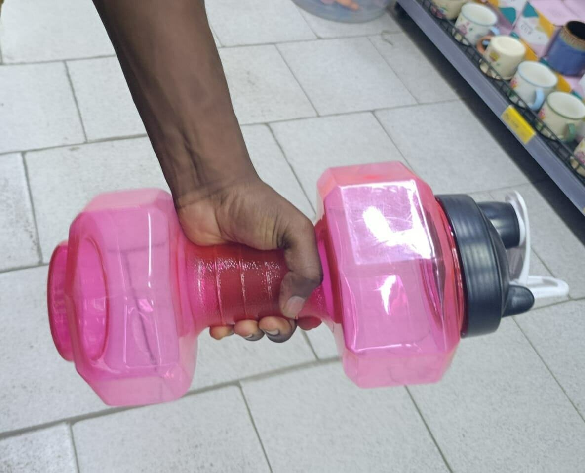 Gourde haltère fitness rouge