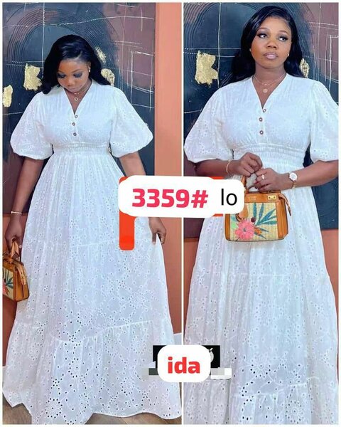 Robe longue broderie blanche