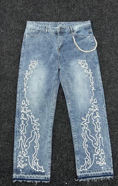 Jean Baggy Bleu Motif Unique