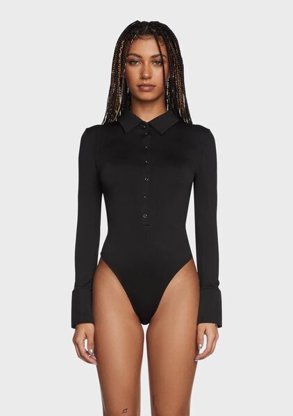 Body manches longues noir femme