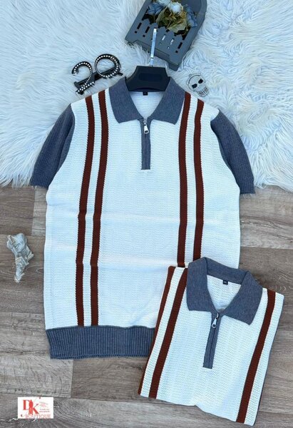 Polo rayé à fermeture éclair