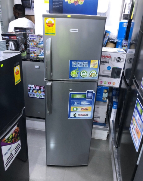 Standing fridge double door.