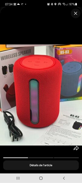 Enceinte Bluetooth RGB Sans Fil
