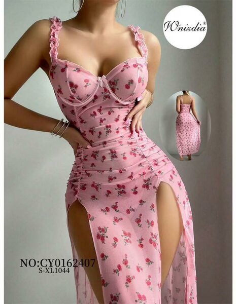 Robe longue en dentelle sexy