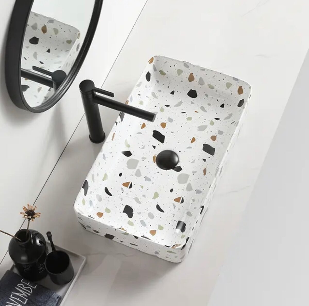 TERRAZZO EFFECTS CONCEALED WATER CLOSET