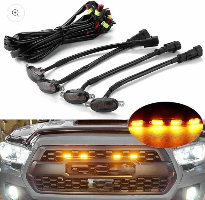 4 Pcs Universal Amber Color Grill Lights