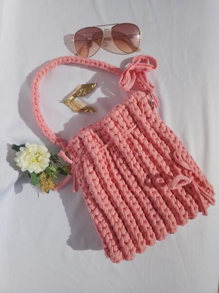 Handmade Pink crochet Bag