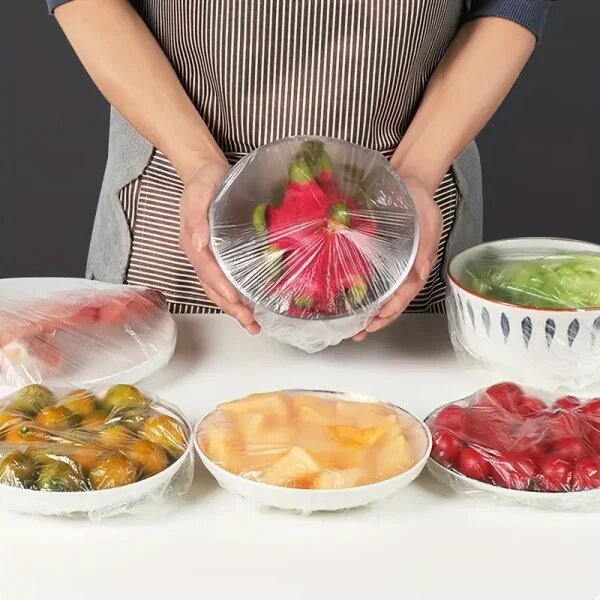 100pcs Disposable Food Cover Kitchen Refrigerator Fruit Food