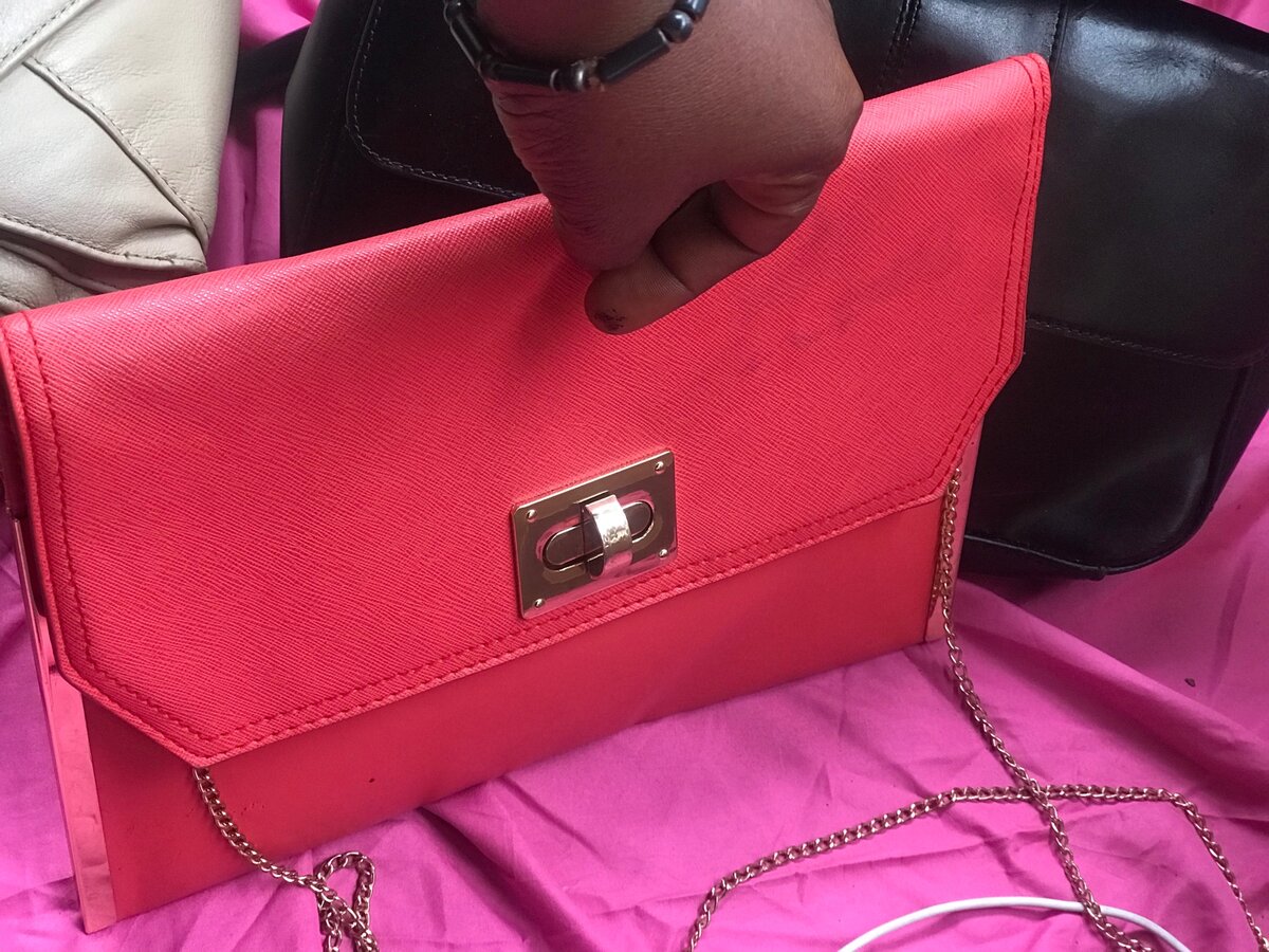 Purse bag with long chain hand