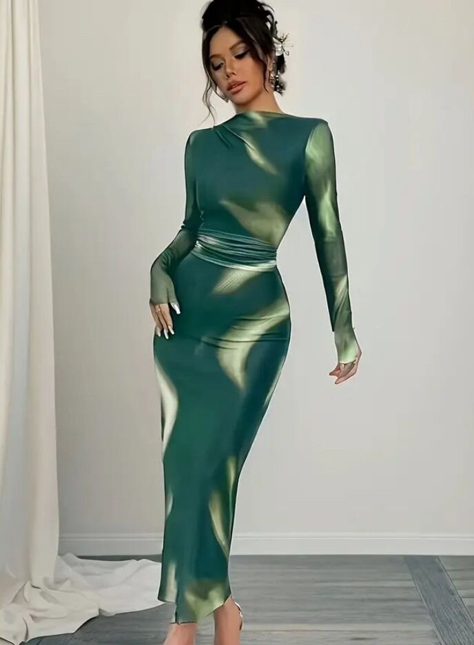 Robe longue chic à manches longues