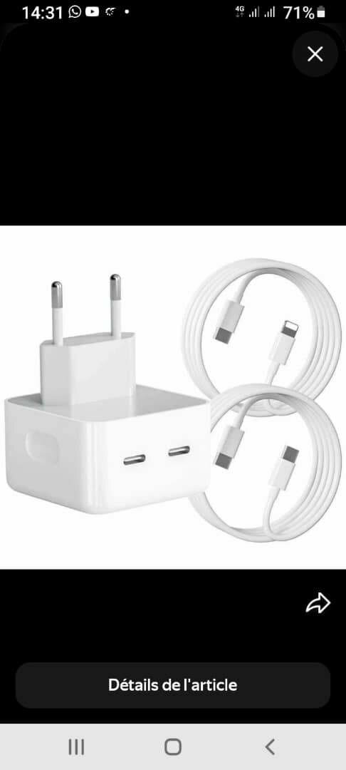 Chargeur USB-C Rapide 25W