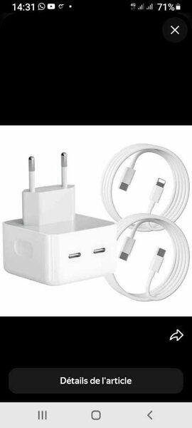 Chargeur USB-C Rapide 25W