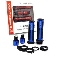 AKE - Universal BARRACUDA Aluminum Motorcycle Handle Bar Soft Grips CNC 7/8" 22mm - BLUE