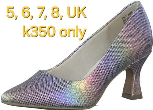 Holographic purple pointed toe low heel shoes
