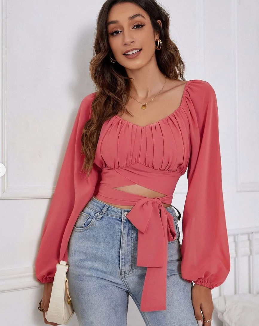 SWEET GIRL TIE BACK TOP. 