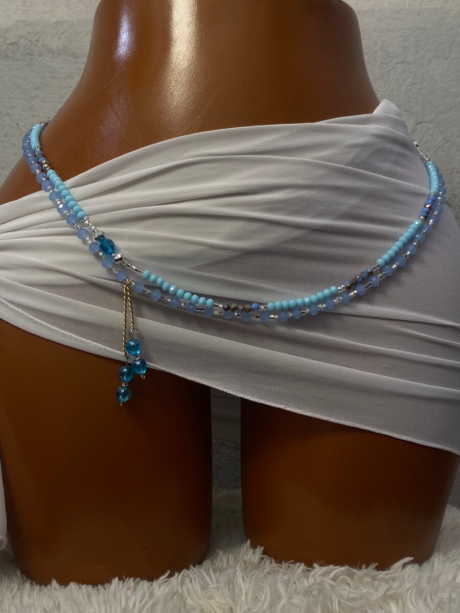 Blue Beaded Waist Chain