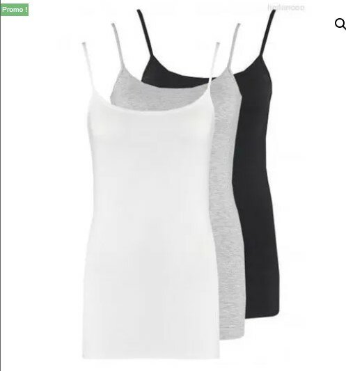 Lot De 3 Débardeurs Femme – Noir/Blanc/Gris