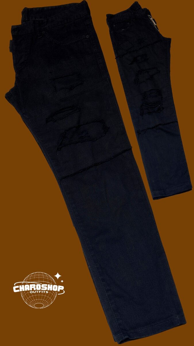 Jeans noirs déchirés homme