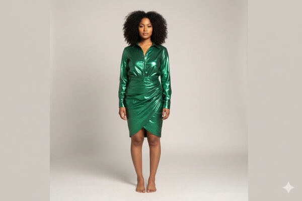 Robe en satin vert élégant