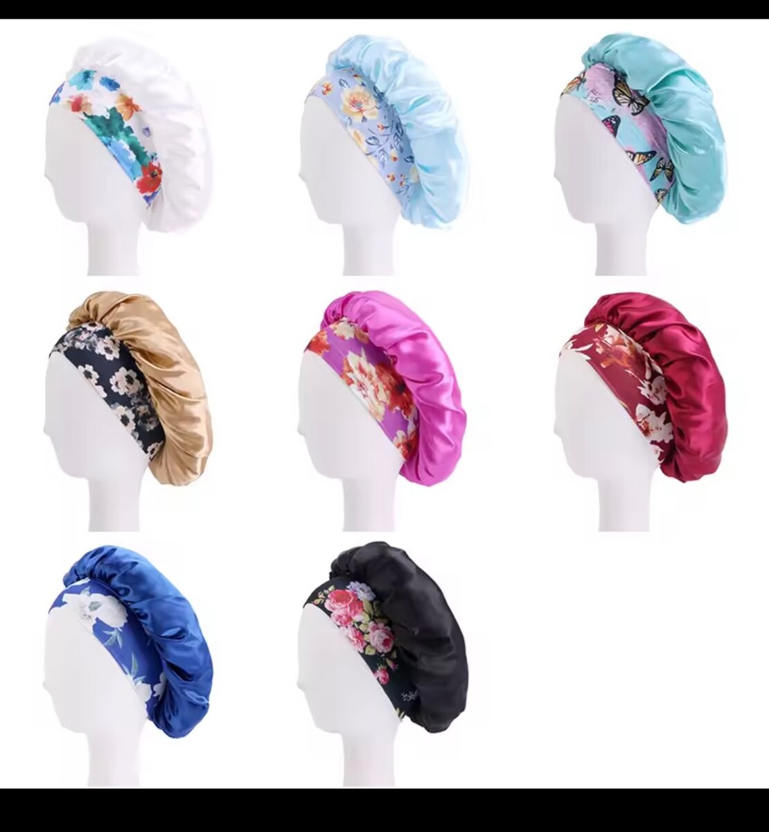 Bonnets en satin colorés