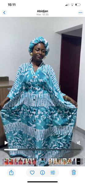 Boubou et coiffe  Bleu