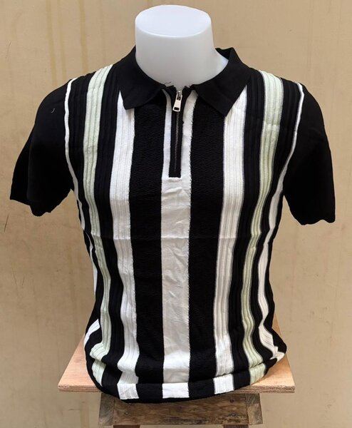 Polo en tricot rayé décontracté