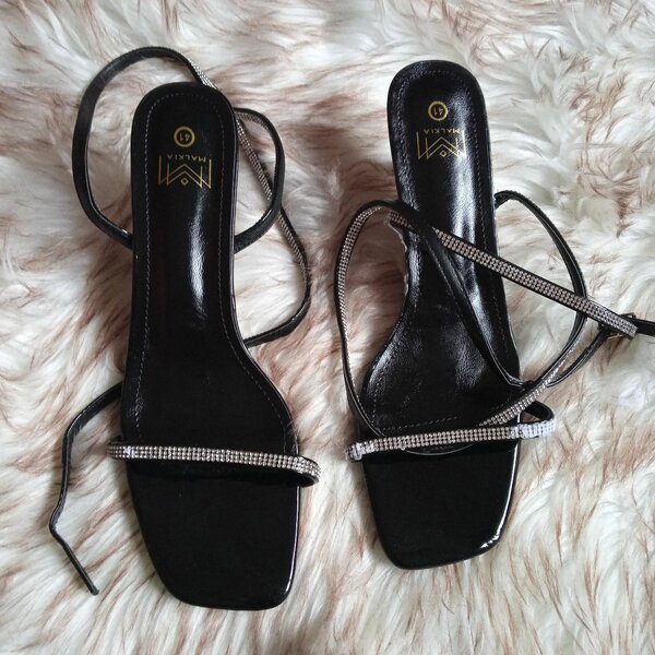 Rhinestone lace up heels