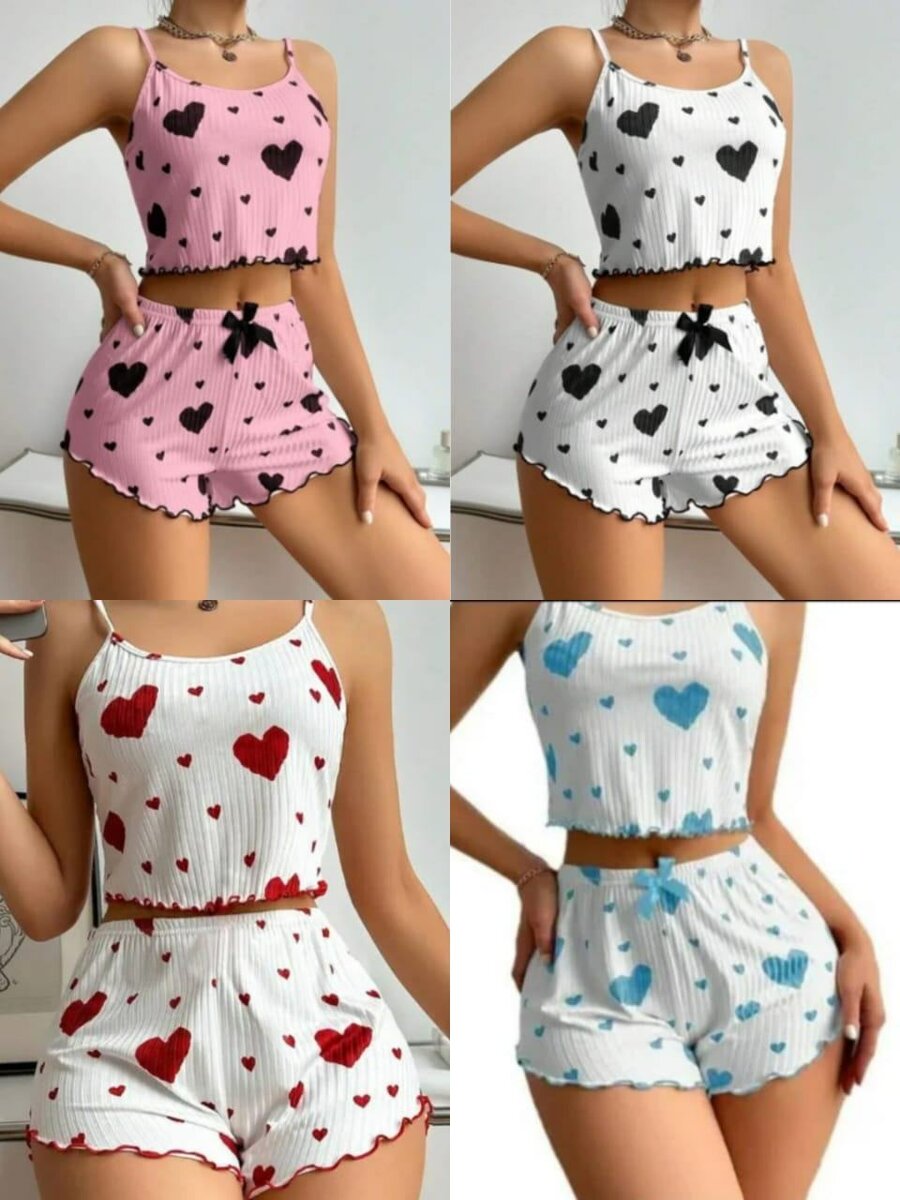 Pyjama femme imprimé cœur