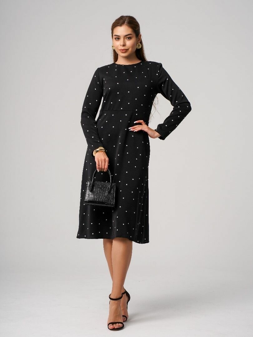 Платье миди в горошек