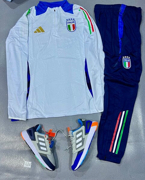 Survêtement complet italien adidas homme couleur bleu blan