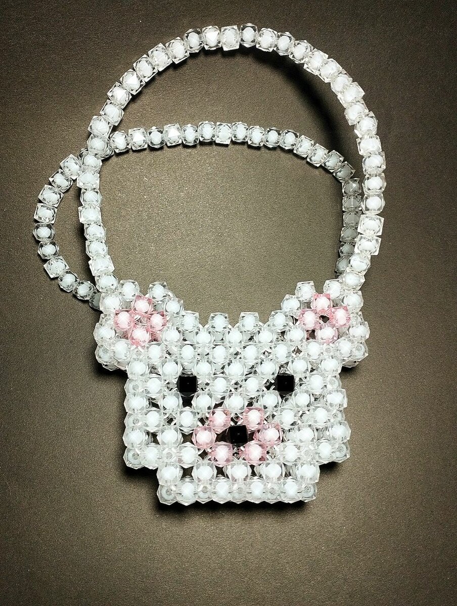 Bear shaped beaded bag