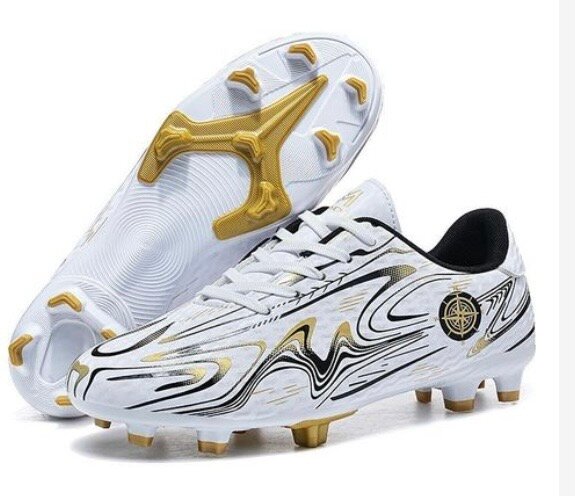 Chaussures de football Mizuno blanches et or