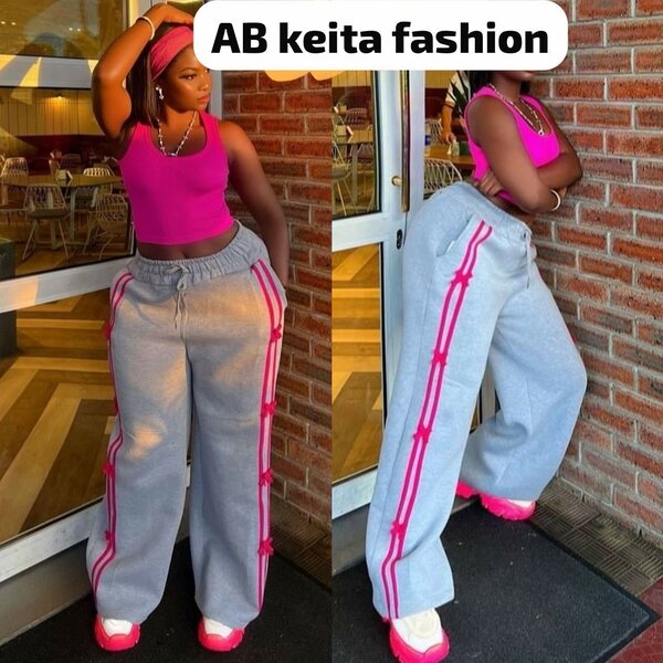 Pantalon jogging gris avec bandes