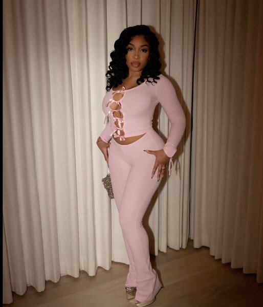 Ensemble cropped rose élégant