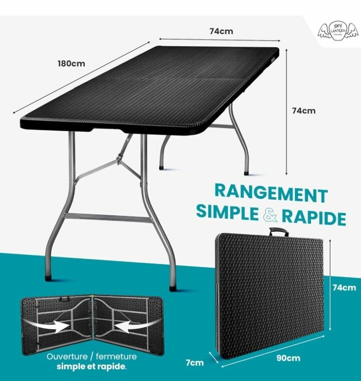 Table pliante portable 180cm