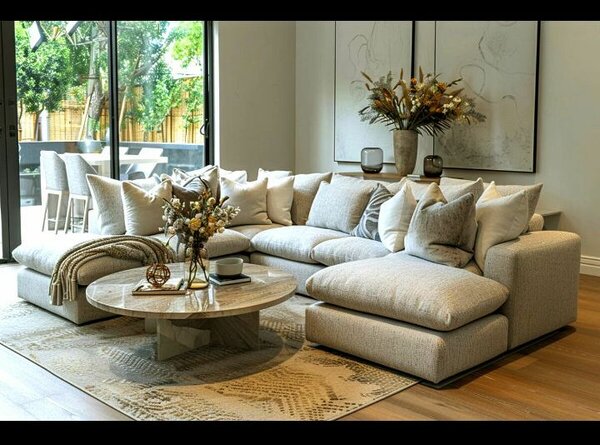 Canapé d'angle convertible en tissu