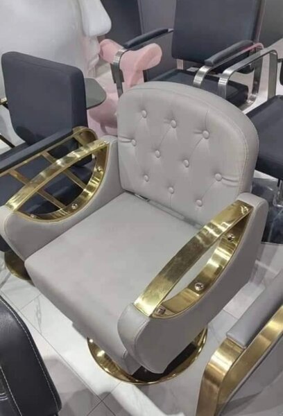 Chaise de barbier luxe en cuir gris