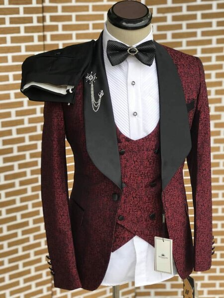 men's red suit